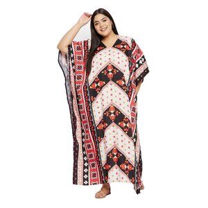 Plus Size Polyester Caftan Dress Stylish Maxi Dresses Kimono Sleeve for Women